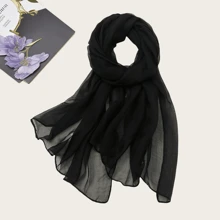 1pc Women Crinkle Chiffon Lightweight & Breathable Scarf, Casual & Versatile Solid Color Shawl, Multifunctional Use As Scarf, Shawl, Head Wrap, Fashion Accessory For Outdoor, Sun Protection, Warmth