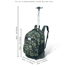 AODASI Large Capacity Wheeled Backpack Suitable For Students, Households, Daily Life, Neutral Style, Short Trips, Multi-Compartment Storage, Laptop Bag, Reduces Shoulder Pressure, Can Be Pulled And Worn As A Backpack - Black - View 3