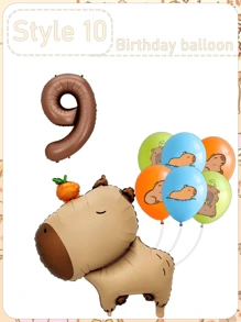 Set di palloncini in alluminio opaco arancione tipo capibara, palloncini a forma di delfino, palloncini numeri per festa di compleanno, articoli per la decorazione della festa