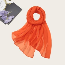 1pc Women Crinkle Chiffon Lightweight & Breathable Scarf, Casual & Versatile Solid Color Shawl, Multifunctional Use As Scarf, Shawl, Head Wrap, Fashion Accessory For Outdoor, Sun Protection, Warmth