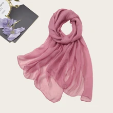 1pc Women Crinkle Chiffon Lightweight & Breathable Scarf, Casual & Versatile Solid Color Shawl, Multifunctional Use As Scarf, Shawl, Head Wrap, Fashion Accessory For Outdoor, Sun Protection, Warmth