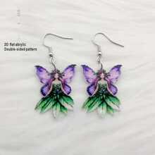 1 Pair 2D Charming Fairy Acrylic Pendant Earrings. Please Note That There May Be Slight Color Differences Between The Actual Product And The Image Due To Lighting And Angle Of Photography.
