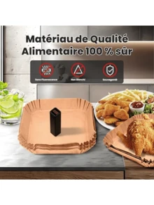 100pcs Air Fryer Parchment Paper - 16*16cm Non-Stick Square Paper, Suitable For 5-8L Oil-Free Air Fryers, Ovens And Microwaves - Khaki - View 6