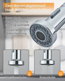 Kitchen Sink Faucet 360° Swivel Pull Down Sprayer Kitchen Faucet Single Hole Single Handle Kitchen Faucet - Chrome - View 3