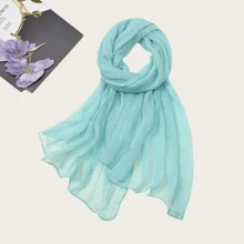 1pc Women Crinkle Chiffon Lightweight & Breathable Scarf, Casual & Versatile Solid Color Shawl, Multifunctional Use As Scarf, Shawl, Head Wrap, Fashion Accessory For Outdoor, Sun Protection, Warmth