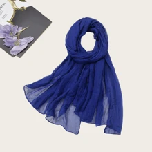 1pc Women Crinkle Chiffon Lightweight & Breathable Scarf, Casual & Versatile Solid Color Shawl, Multifunctional Use As Scarf, Shawl, Head Wrap, Fashion Accessory For Outdoor, Sun Protection, Warmth