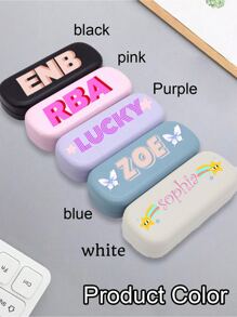 1pc Custom Cute Name PU Leather Glasses Case, Personalized Sunglasses Case, Customized Glasses Case Hard Shell, Customizable Eyeglasses Case, Crush Resistant Fashionable Eyeglasses Storage Case With Wear-Resistant Soft Lining,School Supplies,Back To School,School Gift,For Office,For School,For Classroom,For Teacher Gifts,For University,For Colleague,For Dorm Rooms,For Teacher,For Boys And Girls,For Teenagers,Junior High School Students,Middle School Students,High School Senior High School Students,College Students,University Students,Freshman,Sophomore,Underclassmen,Practical Gift