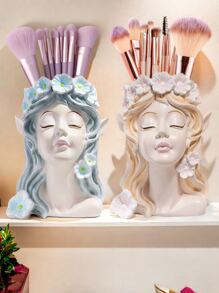 1pc Creative Little Fairy Makeup Brush Storage Tube Dressing Table Desktop Eyeshadow Eyebrow Pencil Brush Pencil Holder Storage Rack, Little Girl Light Luxury High-End Office Decorative Ornaments, Girly Heart Desktop Storage Girl Gift Ins, Best Gift, Winter, Decorations, Home, Wedding Decorations, Home Decorations, Jewelry Collection Box, Party Decoration Valentine's Day Birthday