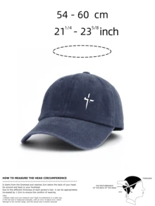1 Pc Cross Printed Baseball Cap Solid Color Washed Distressed Casual Sports Hats Lightweight Adjustable Dad Hat For Women & Men - Cross - View 3
