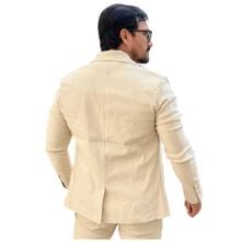 OLP Men's Formal Blazer With Elastane - Elegant - Beige - View 4