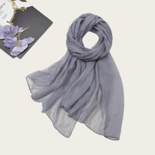 1pc Women Crinkle Chiffon Lightweight & Breathable Scarf, Casual & Versatile Solid Color Shawl, Multifunctional Use As Scarf, Shawl, Head Wrap, Fashion Accessory For Outdoor, Sun Protection, Warmth