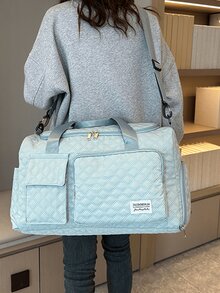 1PCS Deluxe Large Capacity Duffel Bag - Multi-Functional Shoulder And Crossbody Tote Bag With Two Size Options With Wet/Dry Pocket And Dual Side Pockets For Travel And Fitness - 藍色 - 查看 3