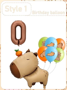 Set di palloncini in alluminio opaco arancione tipo capibara, palloncini a forma di delfino, palloncini numeri per festa di compleanno, articoli per la decorazione della festa