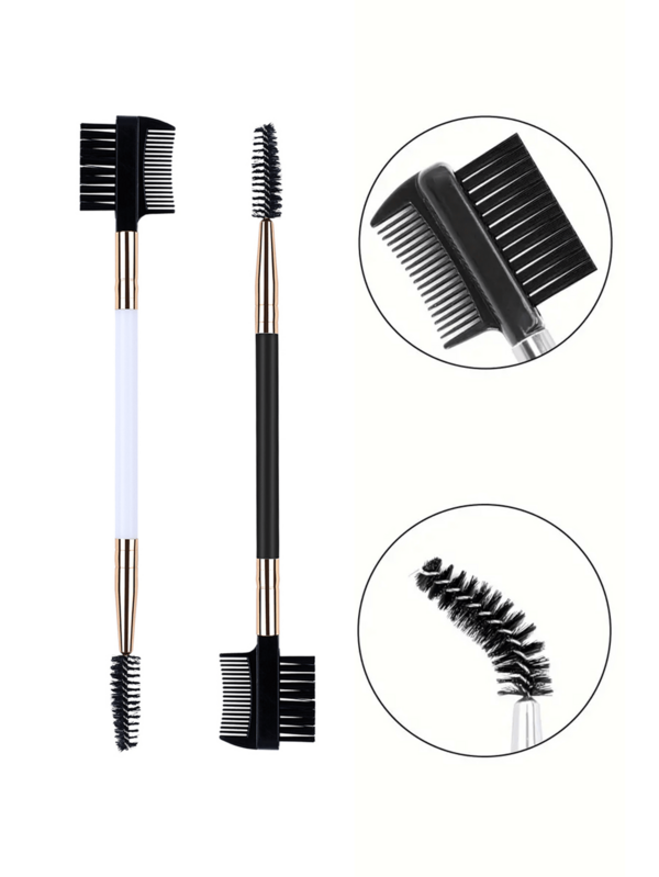 1/2/3/4/5/10 pezzi Modellatore di sopracciglia e ciglie, pettine doppia testina, spazzola per trucco e grooming, con 3 diversi tipi di pettine per separare le ciglie, eliminare grumi di mascara, modellare e sistemare le sopracciglia