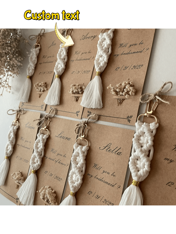5 Stücke/10 Stücke personalisierte Babyparty Gastgeschenke, Hochzeitsgastgeschenke in Großmengen, Makramee Schlüsselanhänger, Hochzeitsgeschenk, Babyparty Geschenk, Taschenanhänger Brautjungfer, Verlobungsgeschenke, Mädchen/Jungen Babyparty, Geburtstagsfeiern Babyparty Familiendekoration Geschenke Einschulung
