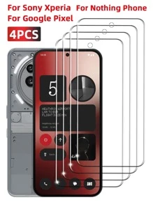 4pcs Tempered Glass Screen Protector, For Xperia, For Pixel, For Nothing Phone, High Definition Display, Anti-Shatter, Anti-Fingerprint, Smooth, Easy Installation