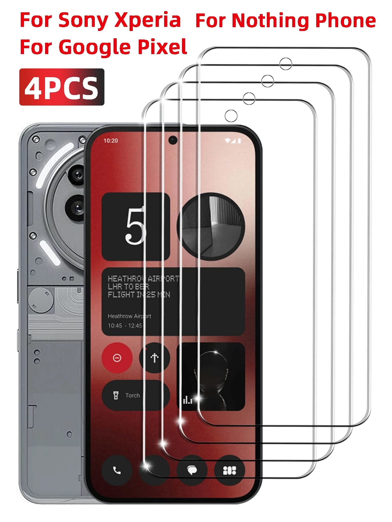 4pcs Tempered Glass Screen Protector, For Xperia, For Pixel, For Nothing Phone, High Definition Display, Anti-Shatter, Anti-Fingerprint, Smooth, Easy Installation