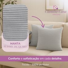Kit Of 4 Soft Cushion Covers In High Relief Ribbed 45cm X 45cm And 60cm X 30cm With Zipper - Velvet Bariloche - Grey - View 3