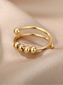 1pc Irregulate Wave Finger Rings For Women 18K Gold Plated Adjustable Decompression Ring Bohemian Aesthetics Jewelry Gift Accessories - JZ3944 - View 8