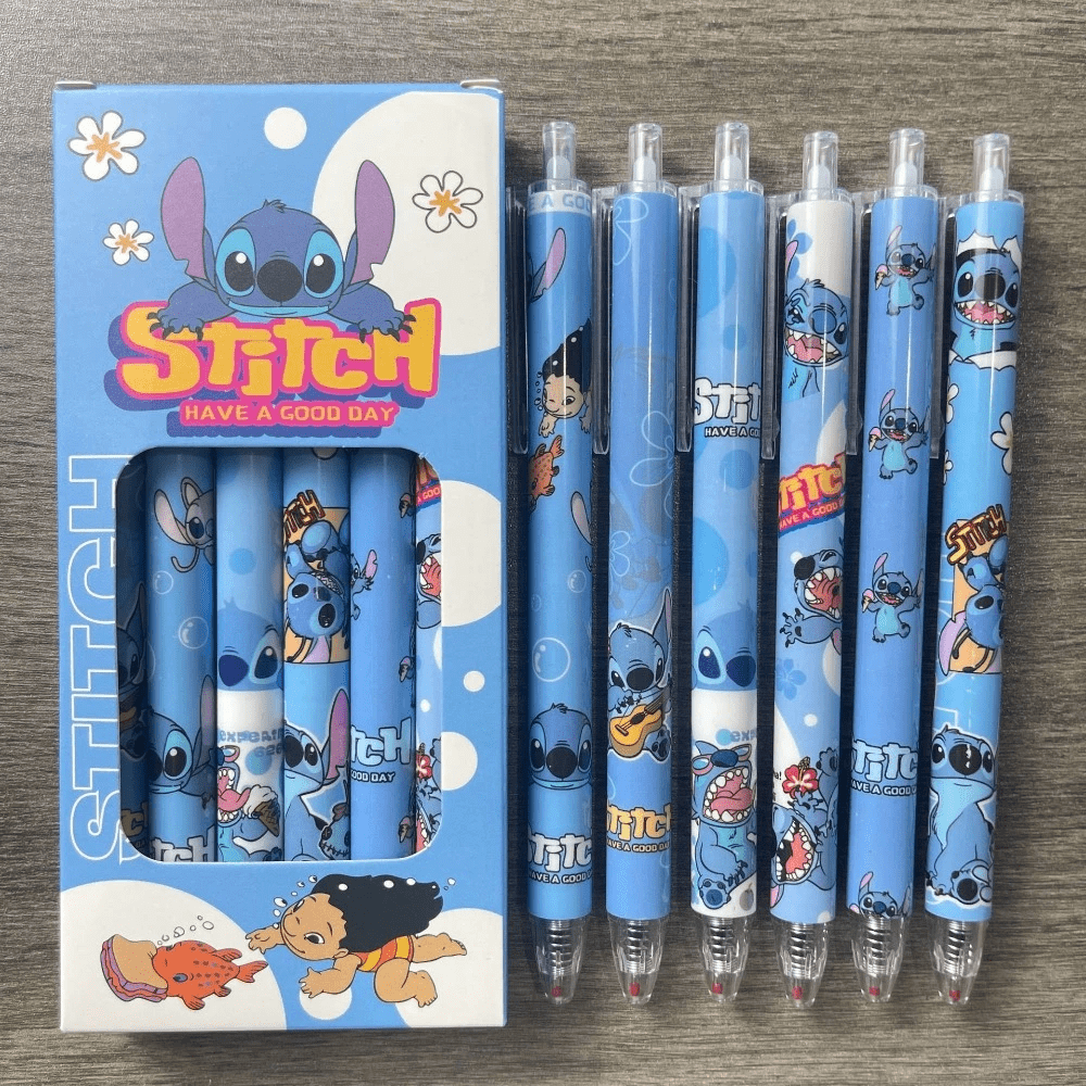 60pcs, 24pcs, 18pcs Set Of Stitch Cartoon Pattern Retractable Ballpoint Pens, Medium Tip, Quick-Drying, Plastic, Smooth Writing, Suitable For Students, Office, School Supplies. 12pcs, 10pcs, 8pcs, 6pcs, 4pcs Most Popular