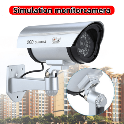1pc Silver Realistic Dummy Security Camera, Indoor/Outdoor Fake Surveillance Camera With Flashing Light, IP54 Waterproof, Anti-Theft Fake Camera For Home Use