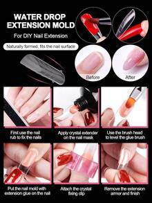 96 件透明哑光双指甲模型套装全覆盖指甲模具丙烯酸指甲延长工具 4 种款式 12 种尺寸适用于聚延长凝胶美甲沙龙指甲设计