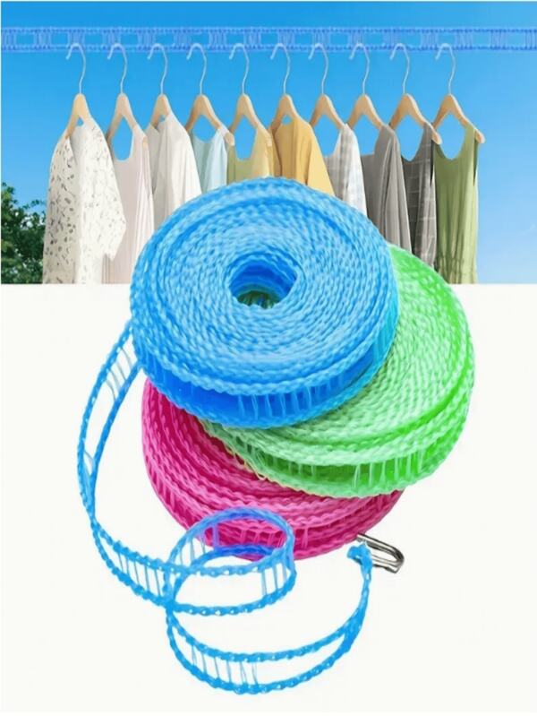 1pc Portable Clothesline, Upgraded Thick Clothesline, Non-Slip Windproof Clothesline, Outdoor Camping Clothesline, Home Laundry Supplies, Outdoor Camping Accessory, Bathroom/Dorm Accessory, Suitable For Indoor/Outdoor Use, Travel, Washing, Camping - Vibrant Blue And Multi-Color Options