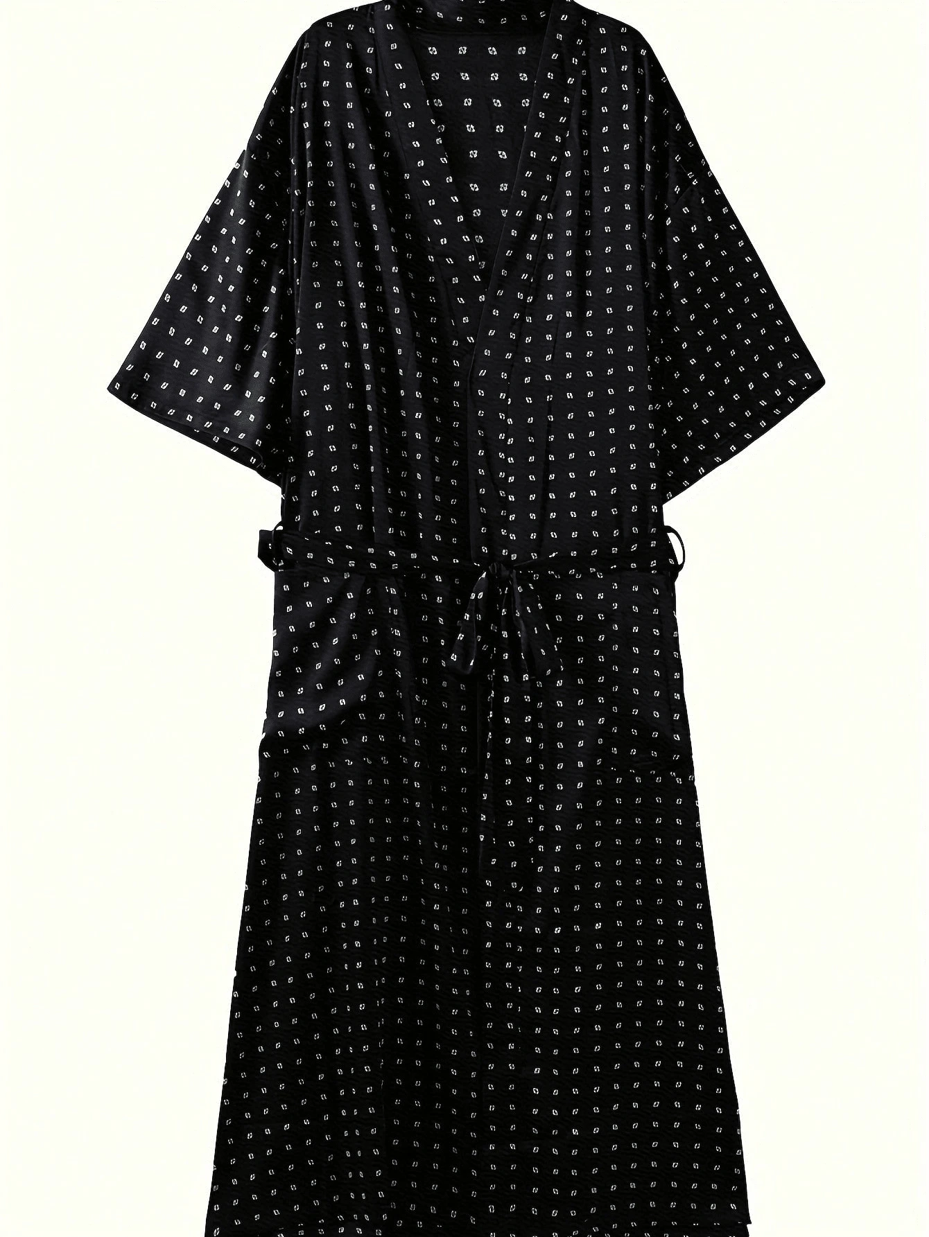 New Stylish Men's Casual Sleepwear Robe, Ditsy Floral, Minimalist Design, Tie-Waist, Made Of Woven Fabric