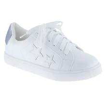 BELOVELY[Amazing-1]Women's Fashion  White Tennis Shoes Casual Slip On Platform  Star Embroidered Low Top - 銀色 - 查看 2