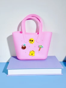 1pc Silicone Perforated Tote Bag DIY, Parent-Child Portable Organizer Perforated Hollow Handbag, Suitable For Beach, Phone, Maternal And Infant, Outing - Beach Bag Type B - View 13