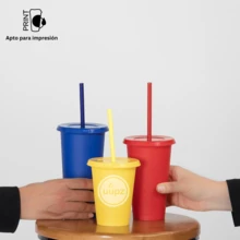 Paquete 20 Vasos Reusables Tapa Plana 12 Oz - Rojo - Ver 4