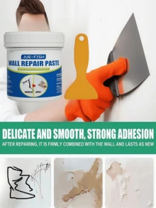 JUE FISH 墙面修补膏 - 遮盖污渍、清洁墙面、修复剥落油漆、防水裂缝填充剂、家用墙面修补膏、修复墙面损坏、划痕、凹痕、裂缝、钉孔、墙面修补膏、墙面修补套装、剥落油漆和裂缝修补剂、遮盖污渍和划痕