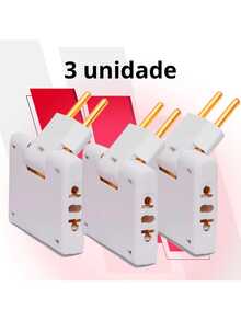 Kit 5 Adaptador Articulado Deslocado benjamin 10A Resistente Bivolt universal resistente T para casa - Branco - Visão 8