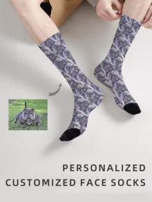 1 Pair Custom Face Socks, Custom Photo Sock, Custom Printed Socks, Personalized Funny Face Socks, Custom Picture Socks, Put Any Face On The Socks, Anniversary Gift, Valentine Gift, Birthday Gift, Wedding Gift, Mother's Day Gift, Father's Day Gift, Best Friend Gift, Gift For Mom/Dad, Gift For Girlfriend/Boyfriend, Gift For Her/Him - Multicolor - View 2