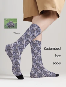 1 Pair Custom Face Socks, Custom Photo Sock, Custom Printed Socks, Personalized Funny Face Socks, Custom Picture Socks, Put Any Face On The Socks, Anniversary Gift, Valentine Gift, Birthday Gift, Wedding Gift, Mother's Day Gift, Father's Day Gift, Best Friend Gift, Gift For Mom/Dad, Gift For Girlfriend/Boyfriend, Gift For Her/Him - Multicolor - View 3