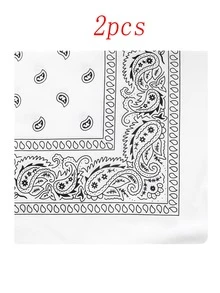 2 buah Syal Kasual Unisex Motif Paisley & Bunga dari Poliester, Ikat Kepala, Bandana, Sapu Tangan, Aksesori Pria, Aksesori Pria, Syal Pria - Syal persegi isi 2 rasa kacang mete - View 14
