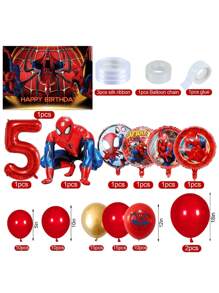 64PCS New Spider-Man Theme Balloon Set Birthday Party Decorations Superhero Balloons Backdrop Banner For Birthday Party Scene Layout