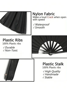 1pc Hand Fans Foldable , Vintage Retro Fabric Fans, Rave Fan - Large Folding Fan, Chinese Kung Fu Tai Chi Festival Dance Summer Hand Fan Tai Chi Folding Fan For Men And Women Performance Dance Decoration, Festival Summer Gift