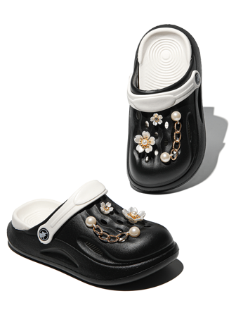 HOEASE 儿童时尚休闲花园木屐，女童夏季 EVA 软底舒适防滑透气沙滩鞋拖鞋，独家定制饰物装饰，万圣节和圣诞节的理想礼物