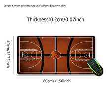 篮球场鼠标垫艺术设计桌垫大号办公桌配件橡胶底座带缝边防滑键盘垫适用于办公室家用电脑可作为送给男女朋友的礼物 - 彩色 - 查看 11