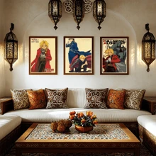 1 peça pôster de arte de parede pôster de anime Steel Alchemist decoração para casa pôster de parede de sala pintura retrô e impressão arte bar café, sem moldura/emoldurado