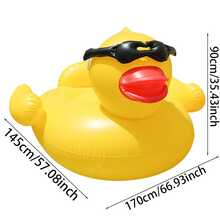 1pc Inflatable Large Yellow Duck Floating Ride-On, Adult Summer Pool And Beach Floating Decoration, Party Use Perfect Summer Gift Swim Pool Raft Lounger Float, Multi-Functional Lounger For Adult Holiday Fun And Relaxation, Inflatable Pool Float - Yellow - View 3