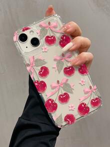 1pc TPU Shockproof Phone Case With Cherry Blossom Floral Pattern Compatible With Apple 16,15,14,13,12,11 Pro Max, And Galaxy Series Waterproof Anti-Fall Scratch Resistant