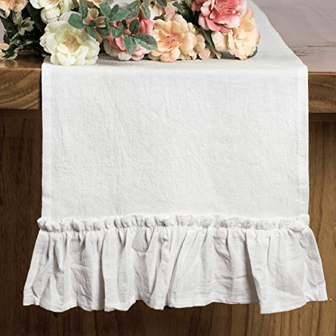 1 pièce Chemin de table froissé en polyester, écharpe de table pliable de couleur unie romantique pour la décoration de Noël et des fêtes