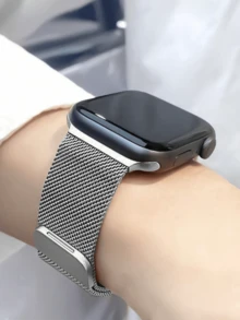 1 件男女通用不锈钢米兰网状磁性表带，兼容 45/49/38/40/41/42/44MM 系列 1/2/3/4/5/6/7/8/SE - 銀色 - 查看 2