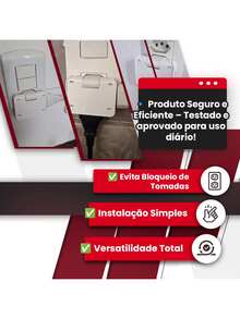 Kit 5 Adaptador Articulado Deslocado benjamin 10A Resistente Bivolt universal resistente T para casa - Branco - Visão 3