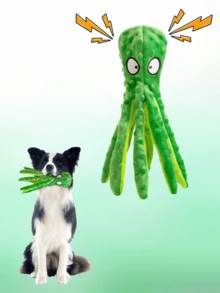 Plush Octopus Squeaky Pet Doll, Cat Self-Entertaining Chewing Doll - Multicolor - View 9