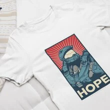 Camiseta unisex Master Chief Videojuego Gamers Diseño HOPE - Blanco - Ver 1
