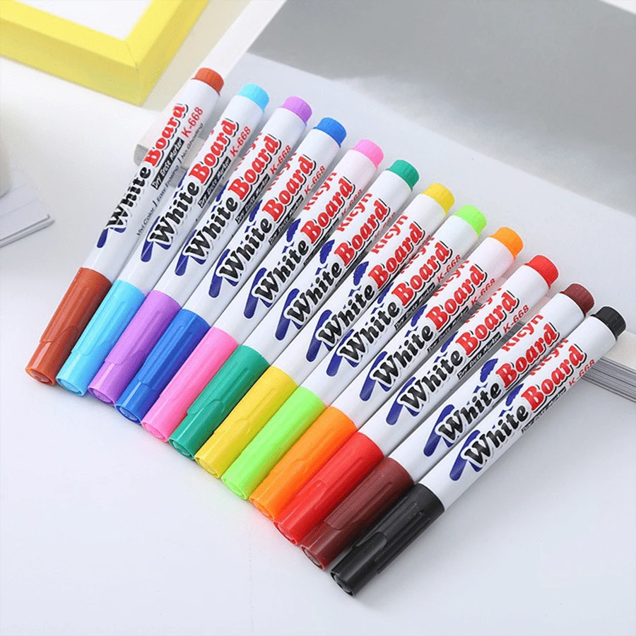 12Pcs Water Painting Color Floating Pen Magic Water Floating Pen Erasable Whiteboard Pen Floating Pen,Mother's Day,Mom's Gift - Multicolor - View 1