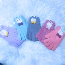 Warm Winter Gloves For Kids Ages 12-14 Soft With Plush Animal - 灰色 - 查看 6